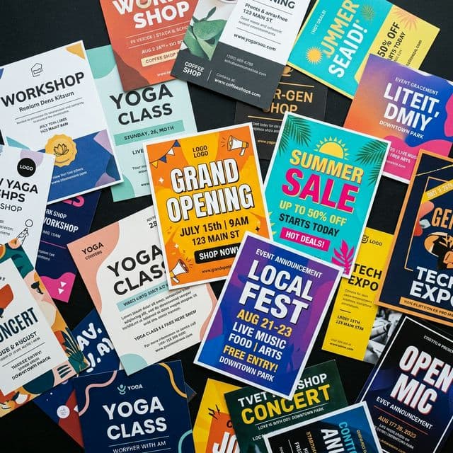 Colorful promotional flyers printed for Phoenix and Tempe businesses