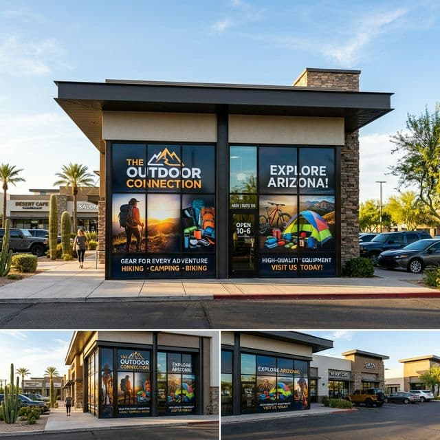 Full coverage vinyl window wrap on a Phoenix retail storefront